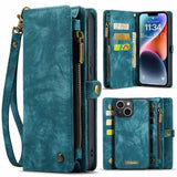iPhone 15 Case Multi-slot Detachable Wallet Case - Blue