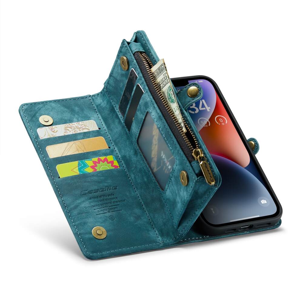 iPhone 15 Case Multi-slot Detachable Wallet Case - Blue