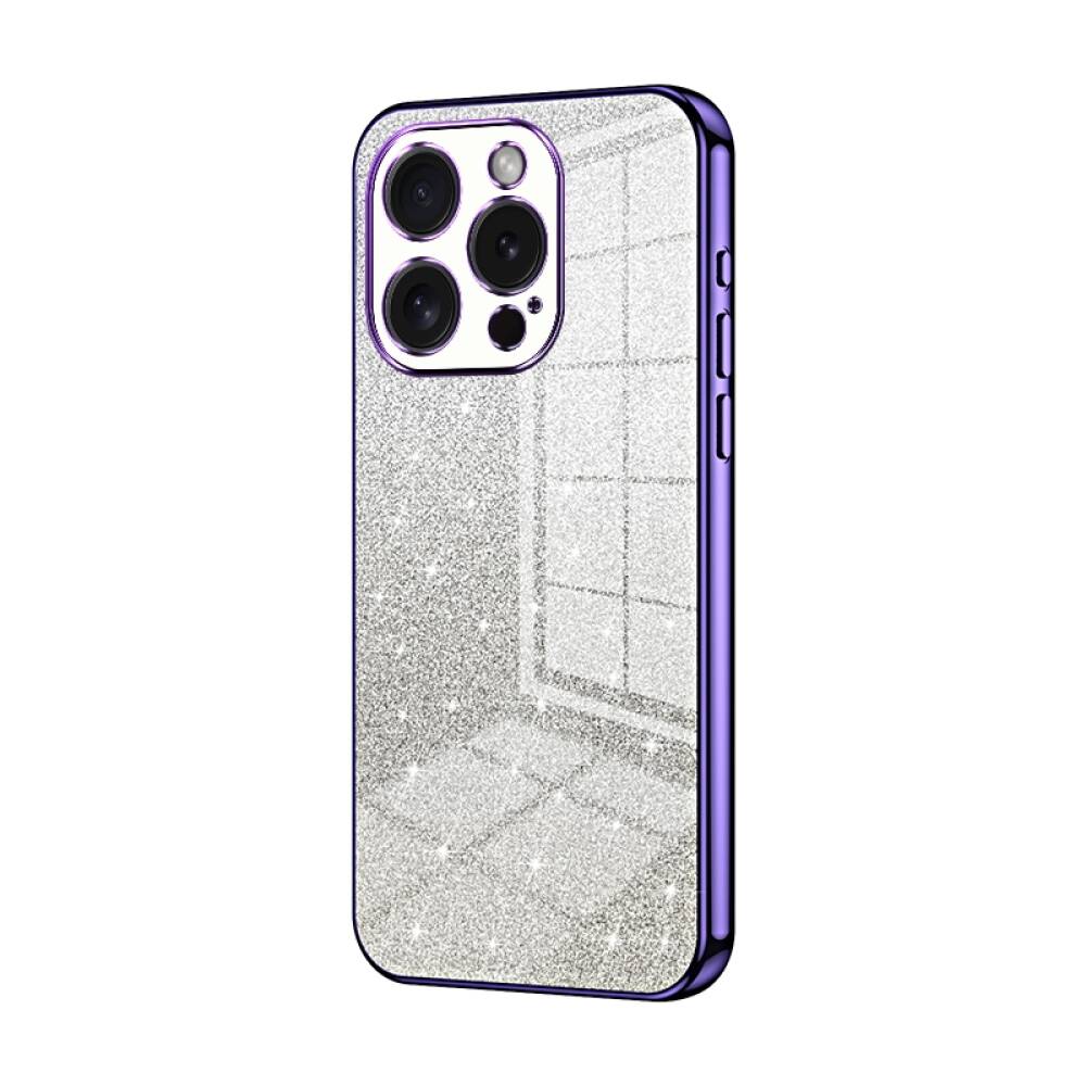 iPhone 15 Pro Case With Gradient Glitter Powder Shockproof - Purple