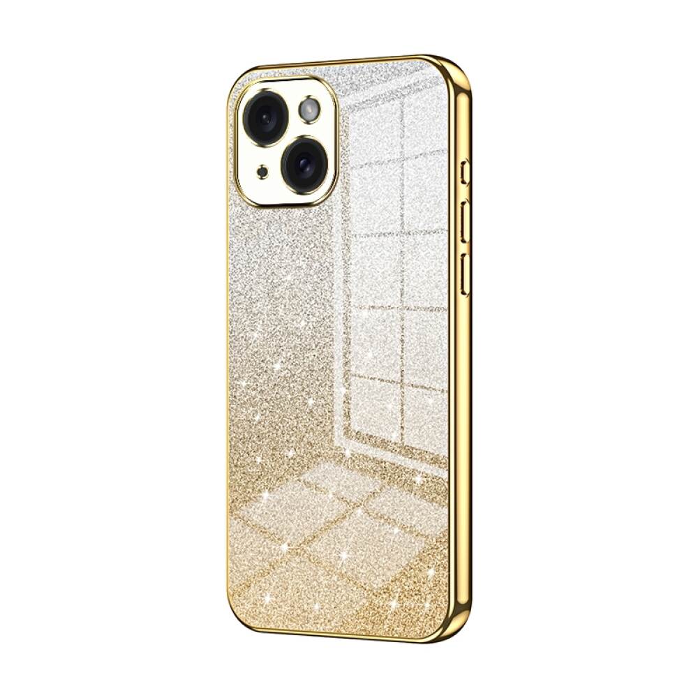 iPhone 15 Case With Gradient Glitter Powder Electroplated - Gold