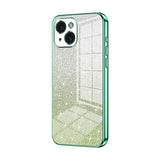 iPhone 15 Case With Gradient Glitter Powder Electroplated - Green
