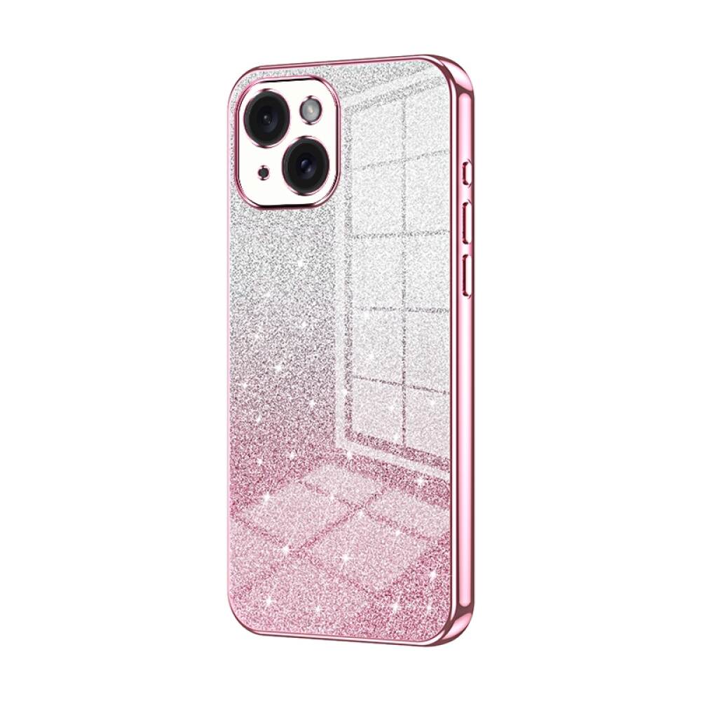 iPhone 15 Case With Gradient Glitter Powder Electroplated - Pink