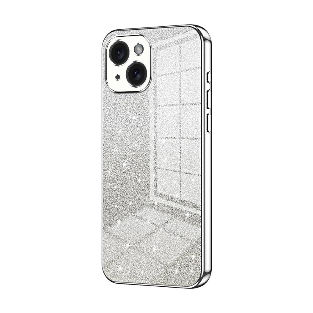 iPhone 15 Case With Gradient Glitter Powder Electroplated - Silver