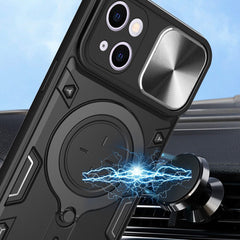 iPhone 15 Case with Sliding Camshield & Magnetic Holder - Black