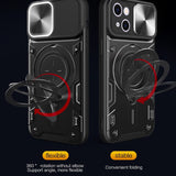 iPhone 15 Case with Sliding Camshield & Magnetic Holder - Black