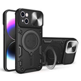 iPhone 15 Case with Sliding Camshield & Magnetic Holder - Black