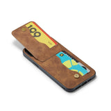 iPhone 15 Plus Case Fierre Shann With 5 card slots - Brown