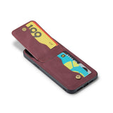 iPhone 15 Plus Case Fierre Shann With Five card slots - Wine Red