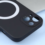 iPhone 15 Plus Case MagSafe Magnetic Ring Made With Silicone - Black