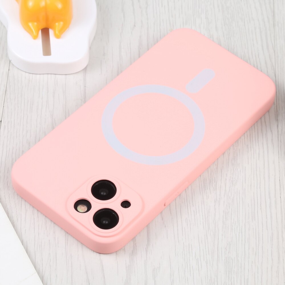 iPhone 15 Plus Case MagSafe Magnetic Ring Made With Silicone - Pink