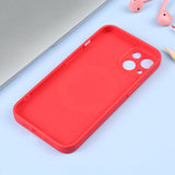 iPhone 15 Plus Case MagSafe Magnetic Ring Made With Silicone - Red