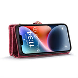 iPhone 15 Plus Case Multi-slot Detachable Protective Wallet - Red