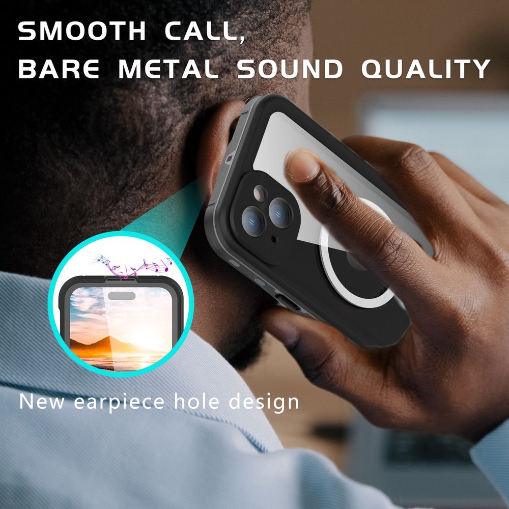 iPhone 15 Plus Case ShellBox IP68 Waterproof Shockproof - Black