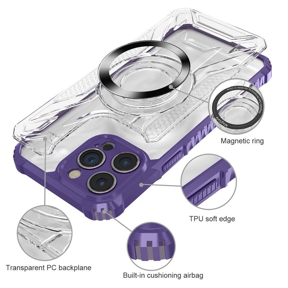 iPhone 15 Plus Case With MagSafe Magnetic Ring - Transparent Black