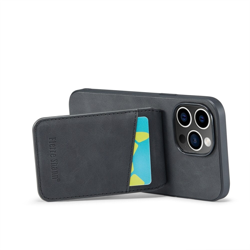 iPhone 15 Pro Case Fierre Shann With Five card slots - Black