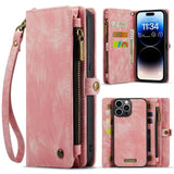 iPhone 15 Pro Case Multi-slot Detachable 2-in-1 - Pink