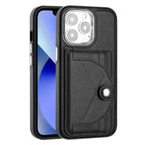 iPhone 15 Pro Case PU Leather with Two Card Slots - Black
