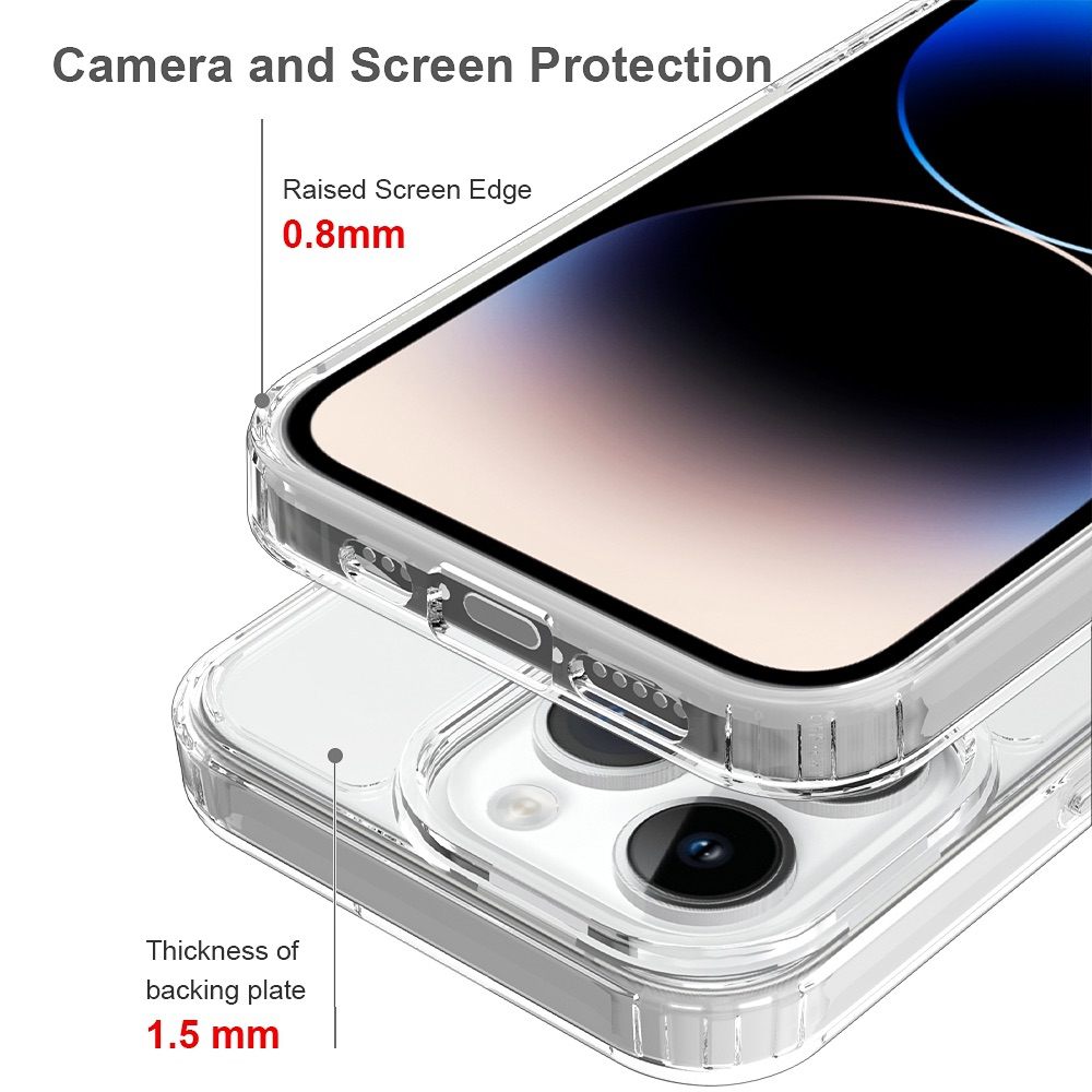 iPhone 15 Pro Case Shockproof Protective TPU + Acrylic - Transparent