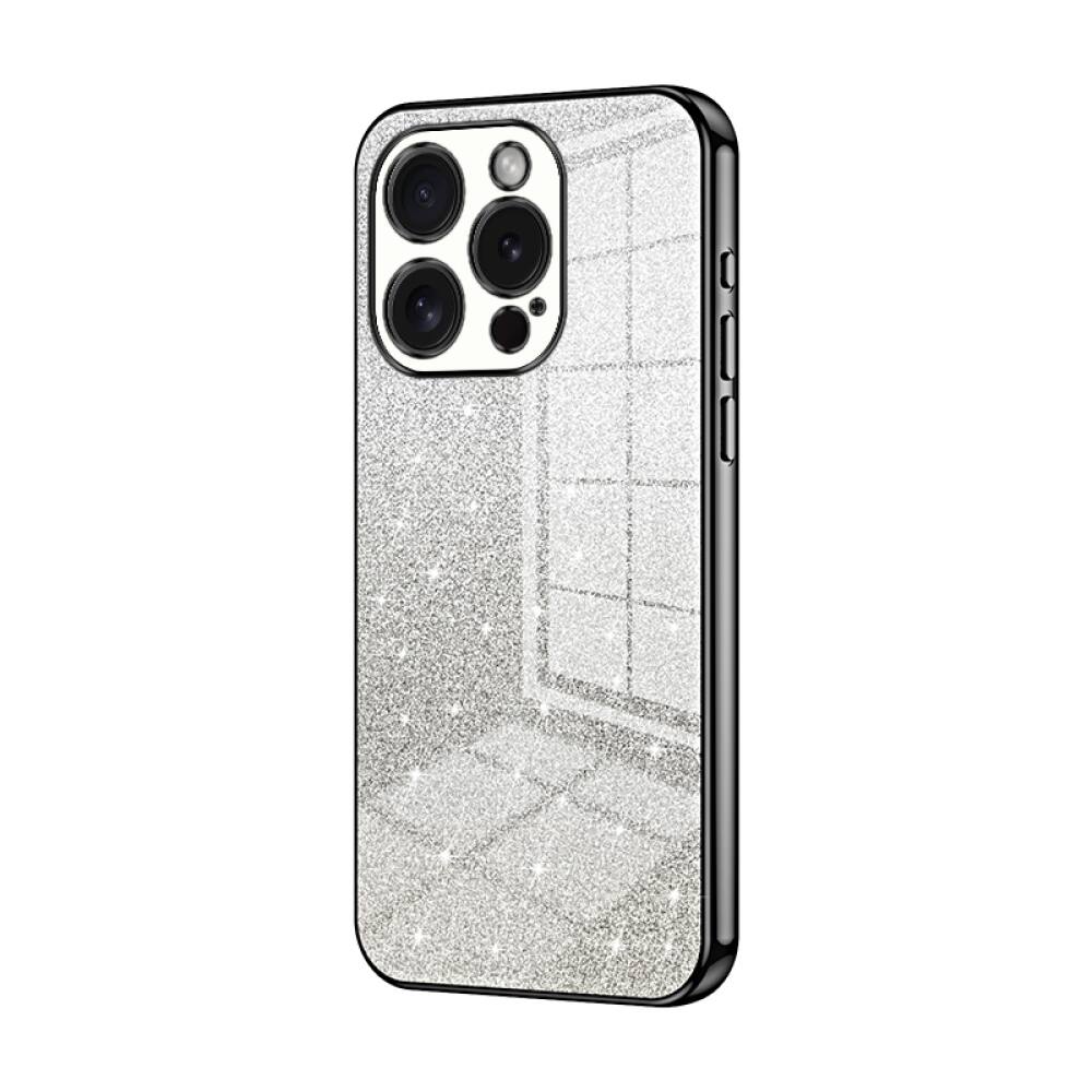 iPhone 15 Pro Case With Gradient Glitter Powder Shockproof - Black