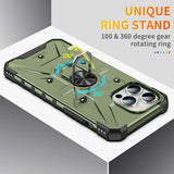 iPhone 15 Pro Case with Metal Ring Holder - Army Green