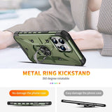 iPhone 15 Pro Case with Metal Ring Holder - Army Green