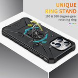 iPhone 15 Pro Case with Metal Ring Holder - Black
