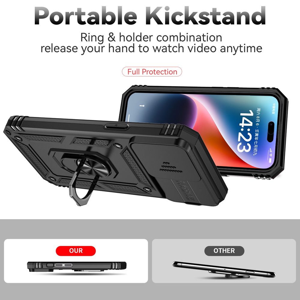 iPhone 15 Pro Case With Sliding Camshield Cover - Black