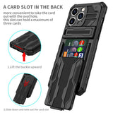 iPhone 15 Pro Max Case Armor Card Wallet With Kickstand - Black