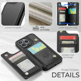 iPhone 15 Pro Max Case CaseMe C22 With 4 Card Slots RFID Anti-theft - Black