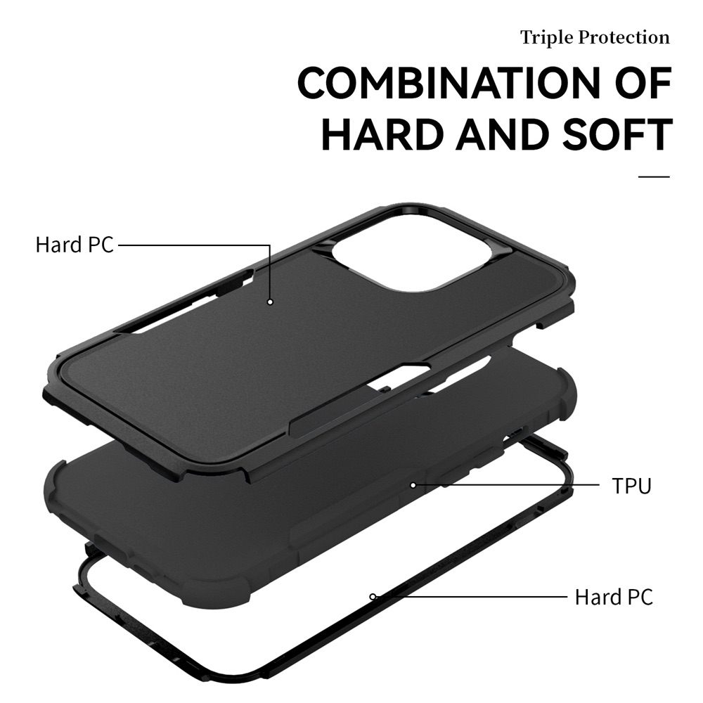 iPhone 15 Pro Max Case Commuter Shockproof Armor Heavy Duty - Black