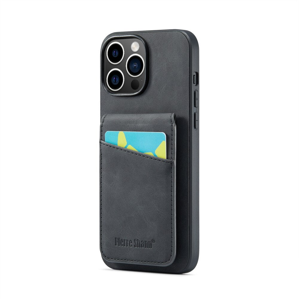 iPhone 15 Pro Max Case Fierre Shann With 5 card slots - Black