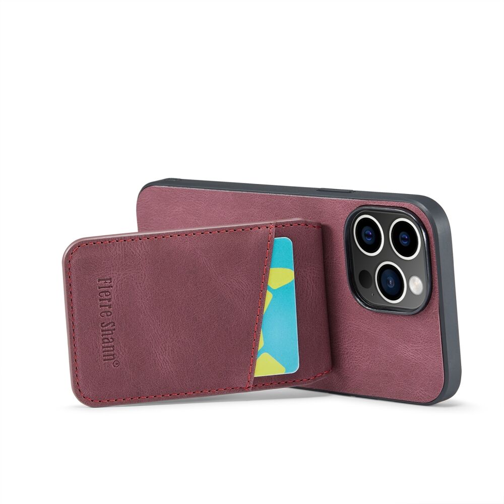 iPhone 15 Pro Max Case Fierre Shann With 5 card slots - Wine Red