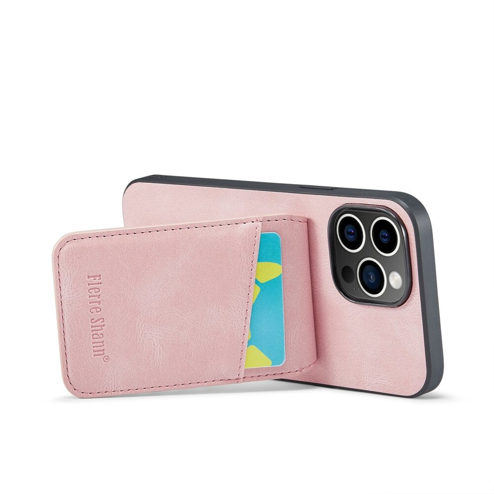 iPhone 15 Pro Max Case Fierre Shann With Five card slots - Pink