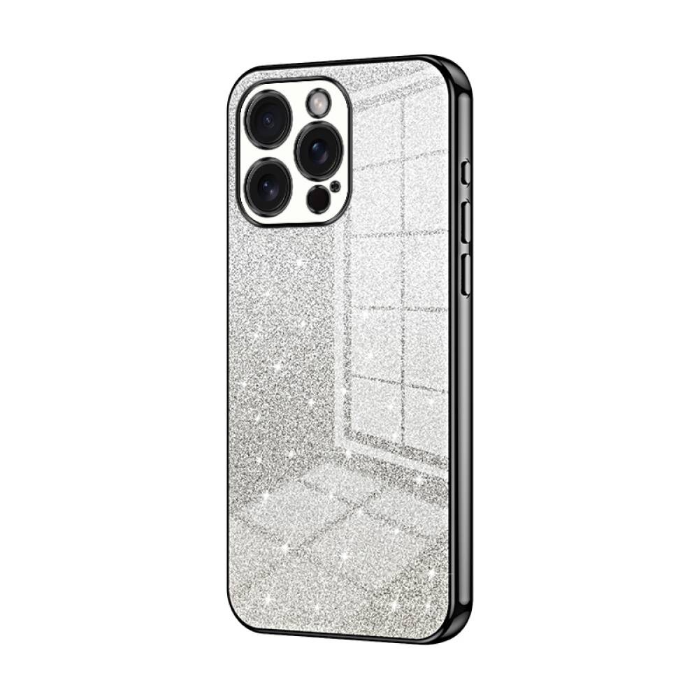 iPhone 15 Pro Max Case With Gradient Glitter Powder Shockproof - Black