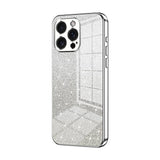 iPhone 15 Pro Max Case With Gradient Glitter Powder Shockproof - Silver