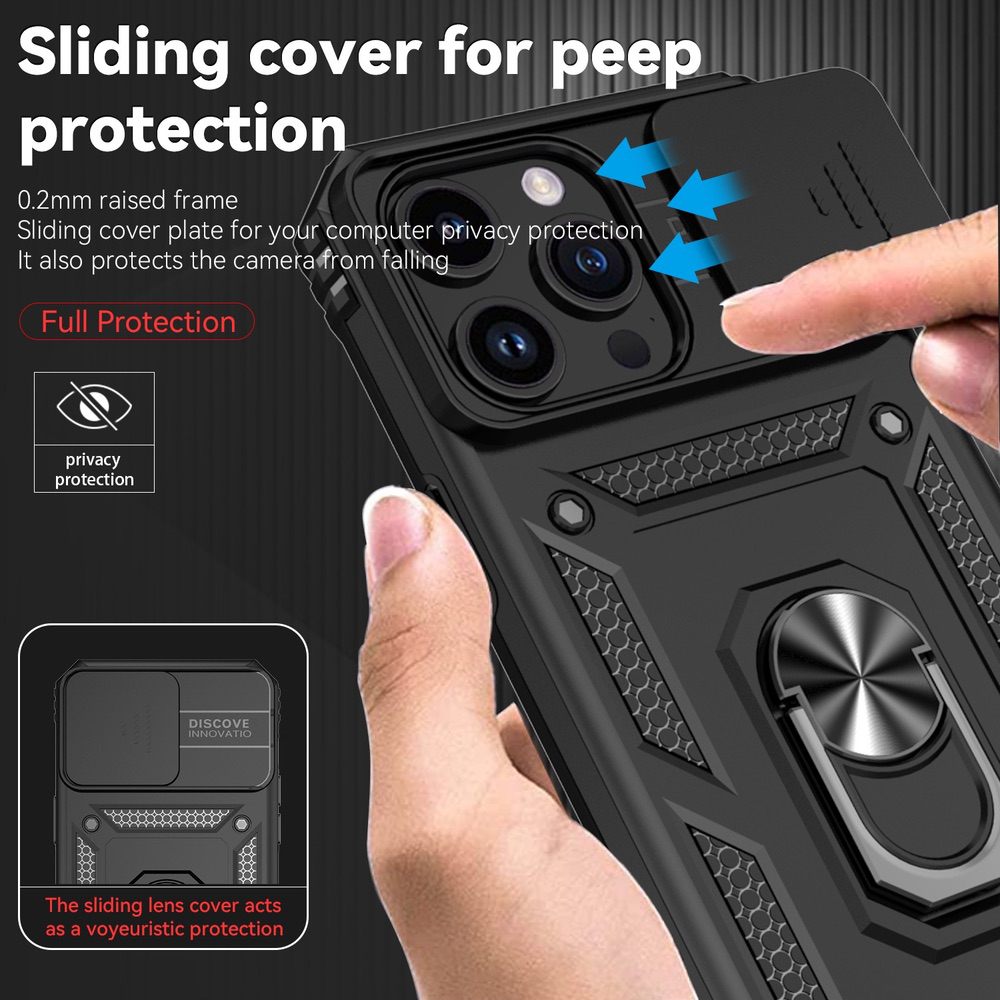 iPhone 15 Pro Max Case With Sliding Camshield Cover - Black