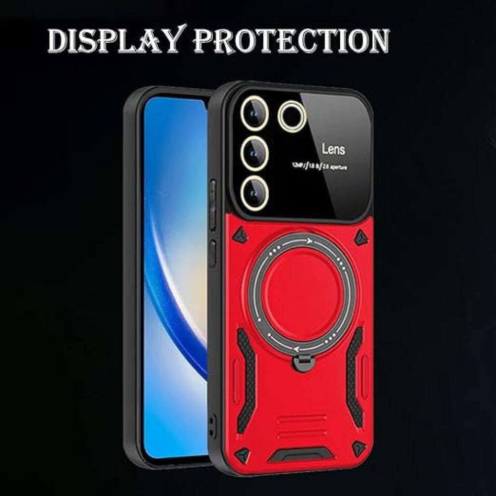 Vivo V27 / V27 Pro Case Large Window MagSafe Holder - Red