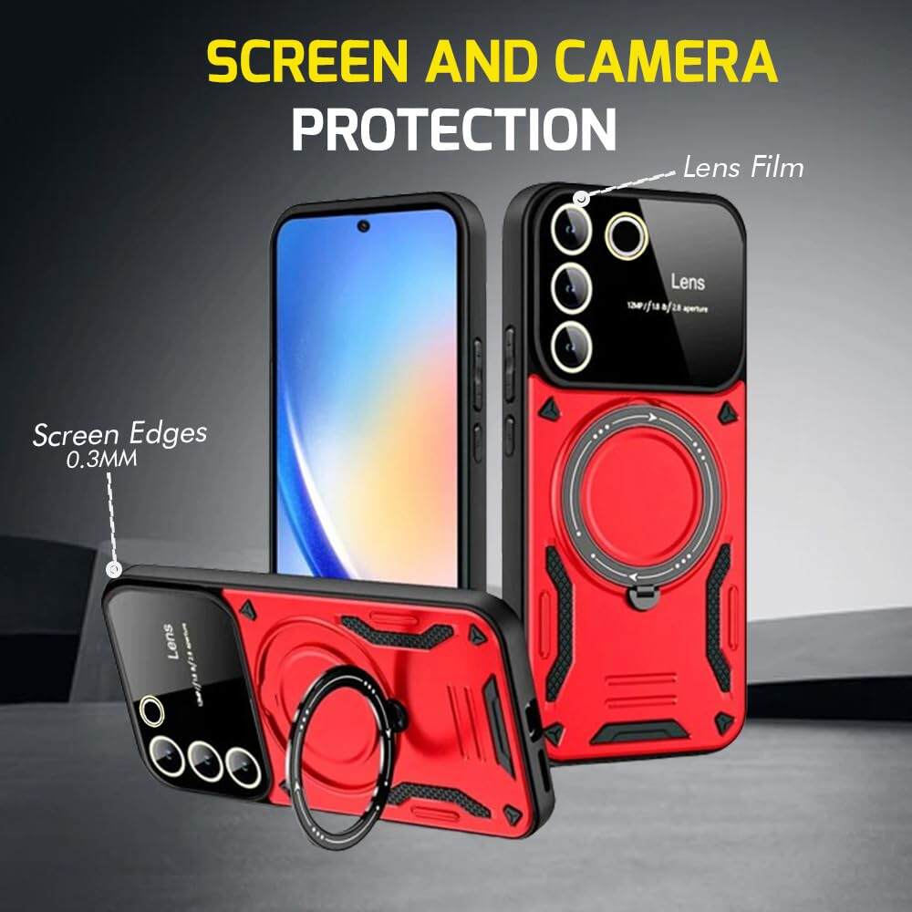 Vivo V27 / V27 Pro Case Large Window MagSafe Holder - Red