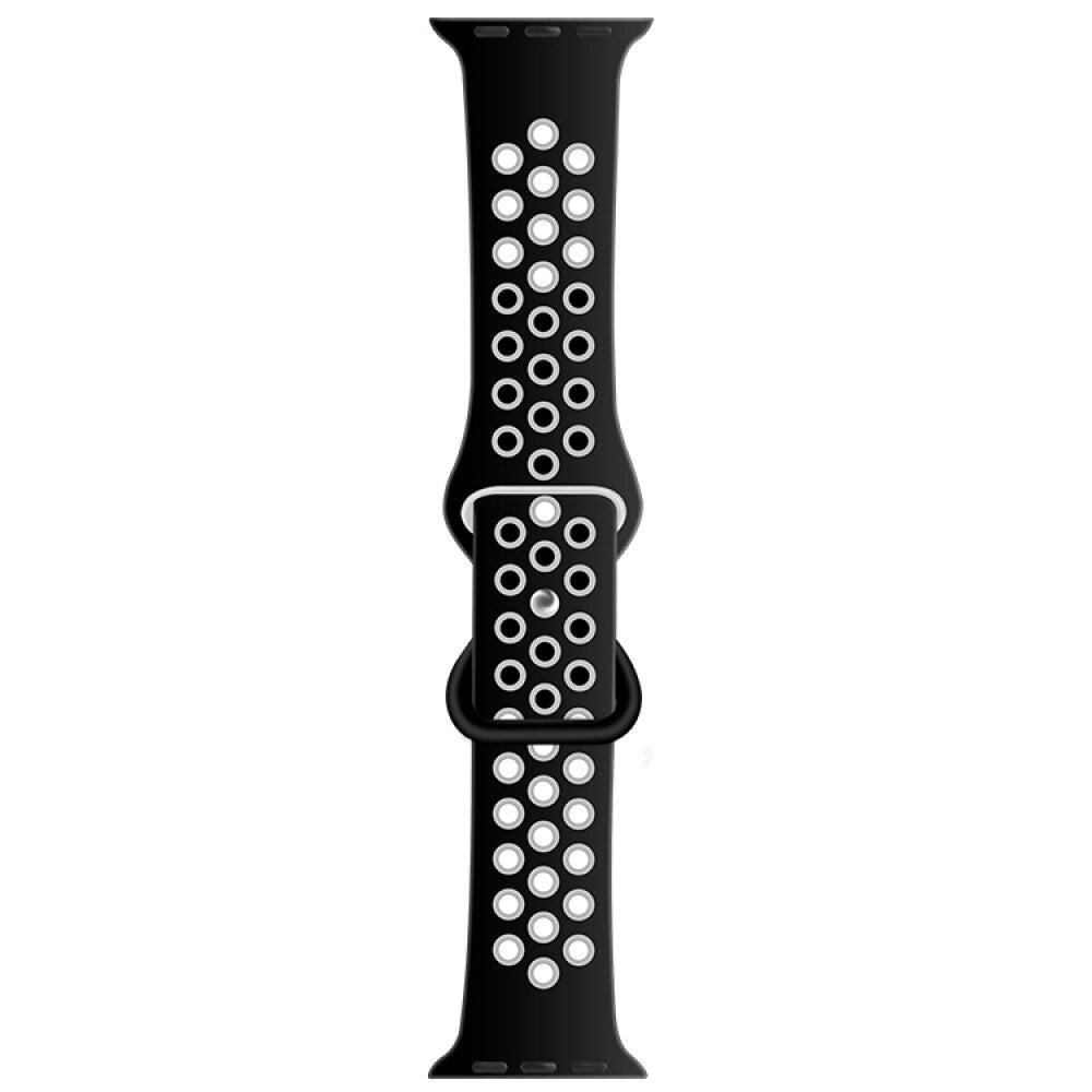 Liquid Silicone Strap For Apple Watch 41mm / 40mm / 38mm - Black + Grey