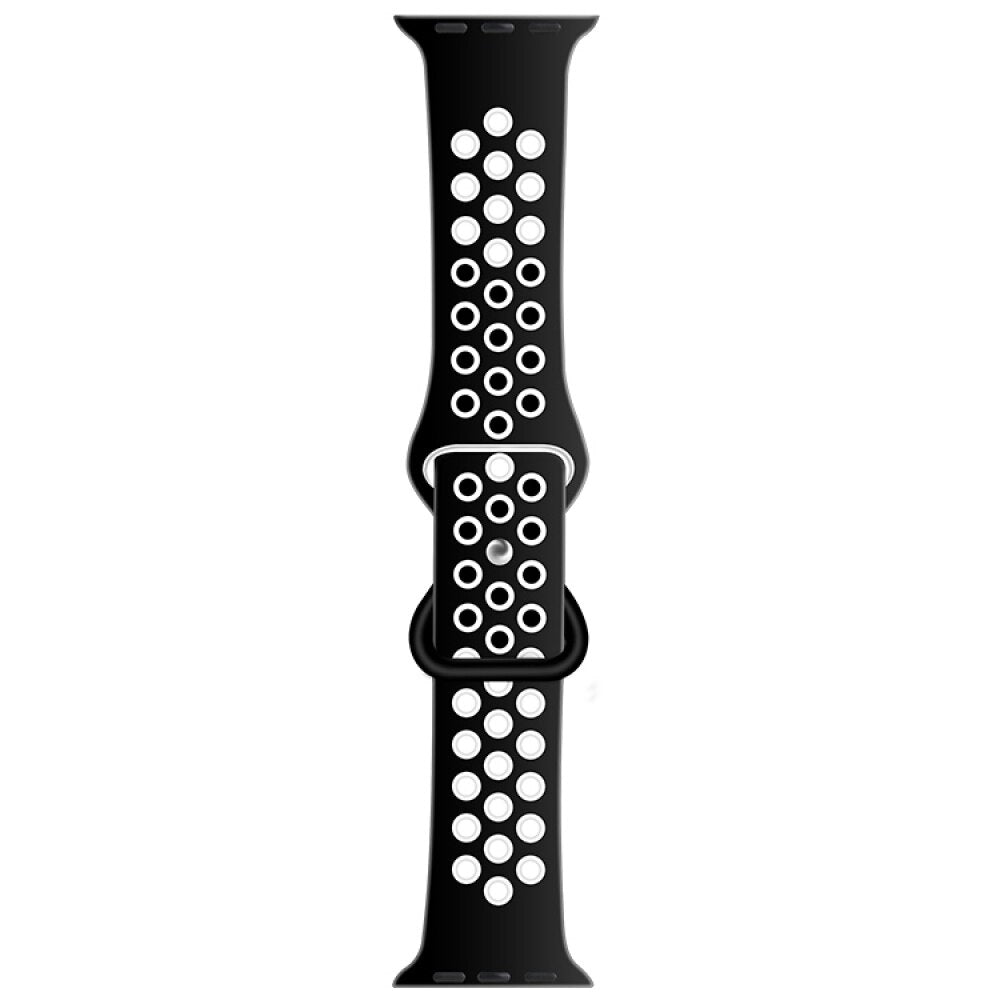 Liquid Silicone Strap For Apple Watch 41mm / 40mm / 38mm - Black + White