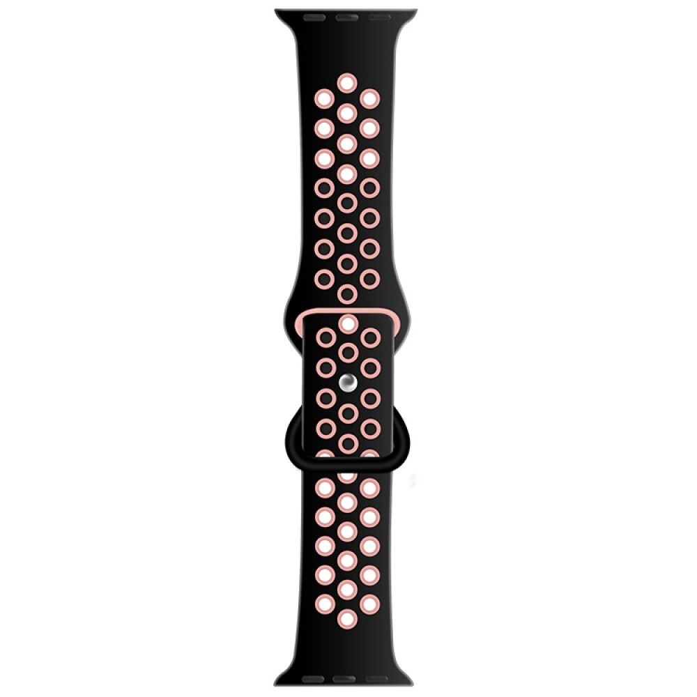 Liquid Silicone Strap For Apple Watch 49mm / 45mm / 44mm / 42mm - Black + Light Pink