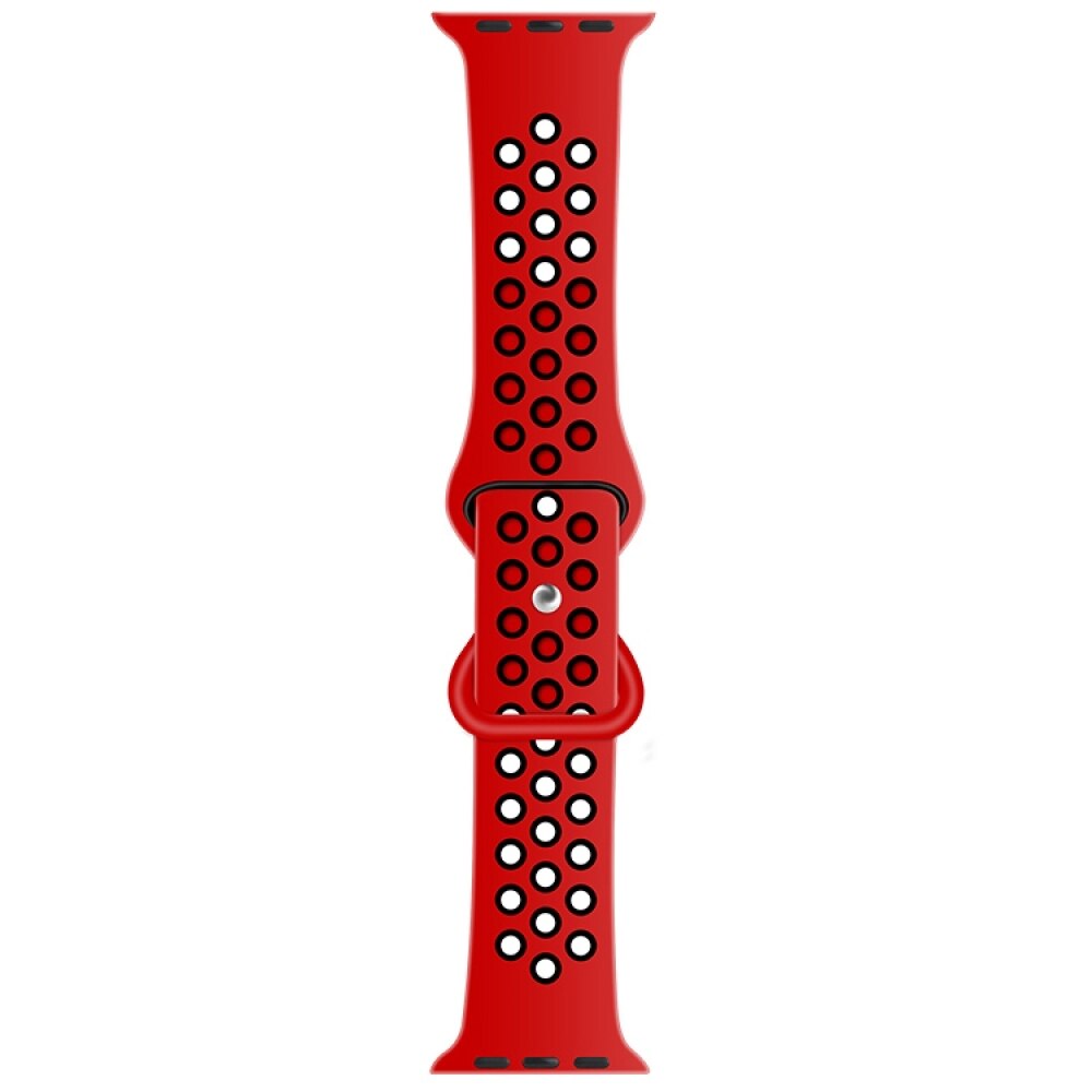 Liquid Silicone Strap For Apple Watch 49mm / 45mm / 44mm / 42mm - Red + Black