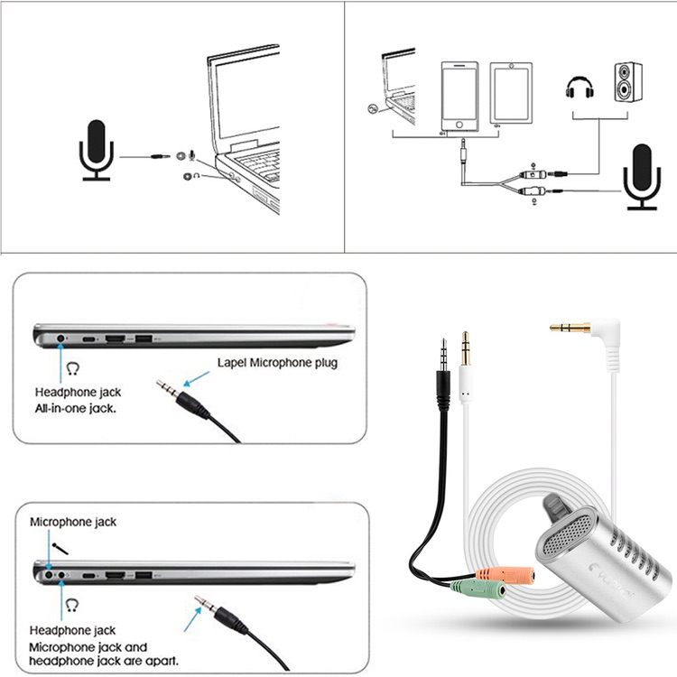 Microphone Double Condenser Yanmai Omni-directional - Silver