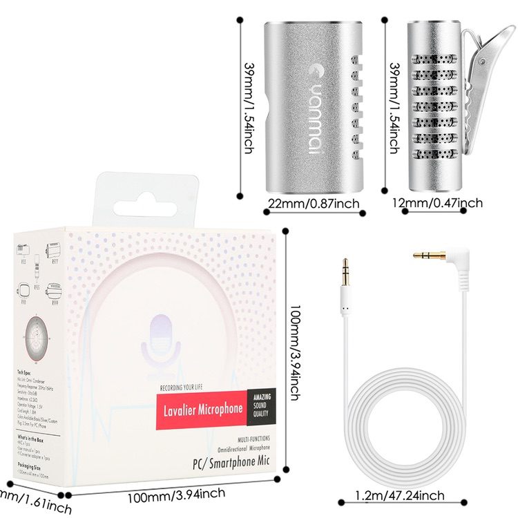 Microphone Double Condenser Yanmai Omni-directional - Silver