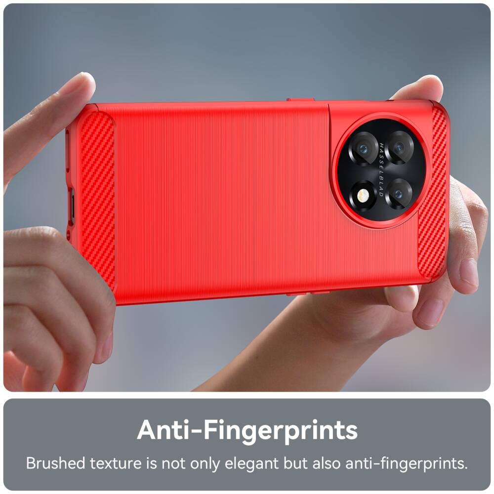 OnePlus 11 Case Brushed Texture TPU Fiber - Red