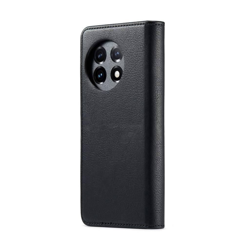 OnePlus 11 Case Crazy Horse Texture Detachable Magnetic PU Leather Black
