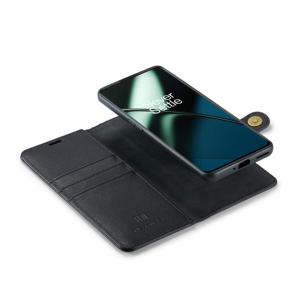 OnePlus 11 Case Crazy Horse Texture Detachable Magnetic PU Leather Black