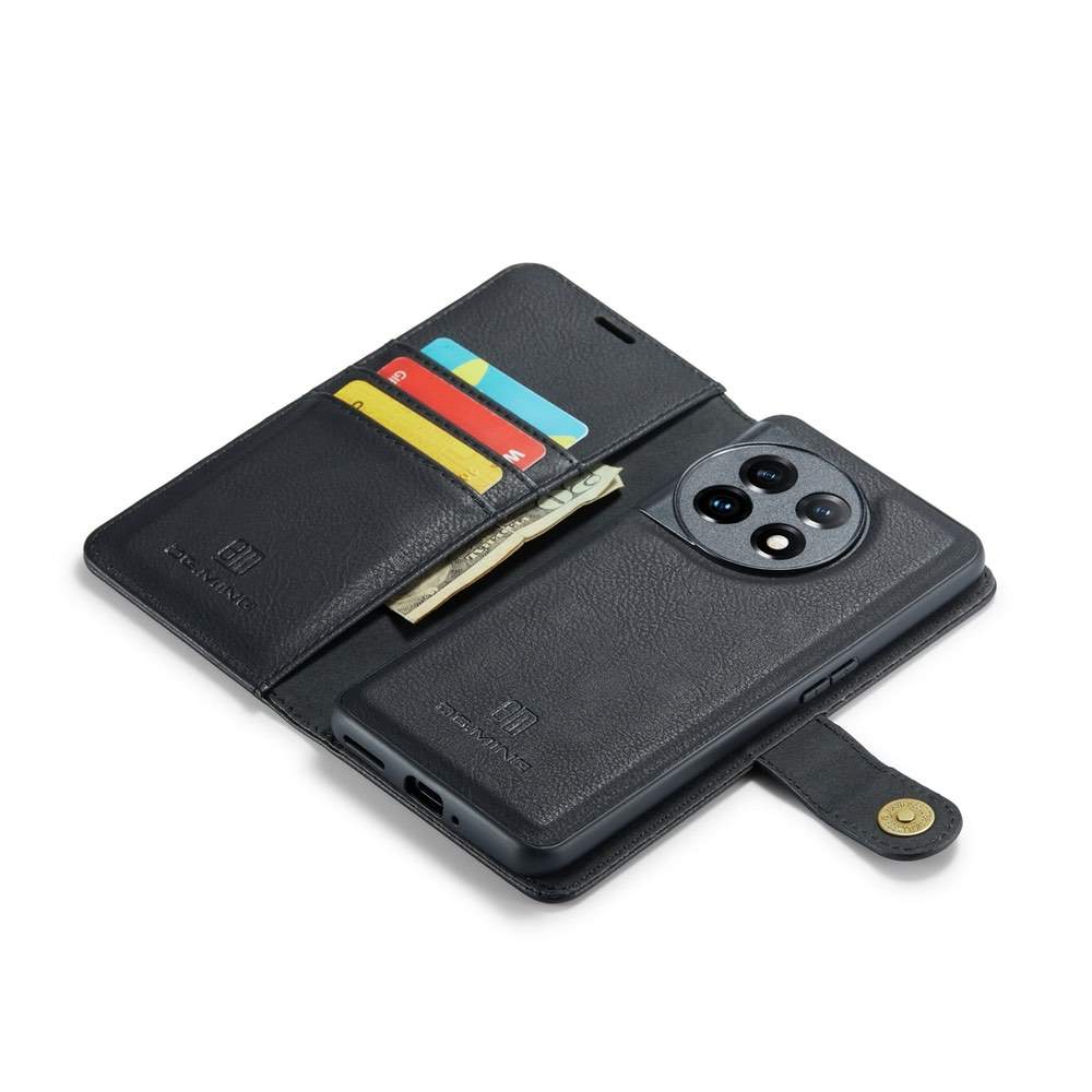 OnePlus 11 Case Crazy Horse Texture Detachable Magnetic PU Leather Black
