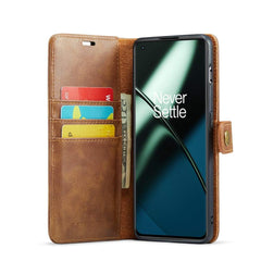 OnePlus 11 Case Crazy Horse Texture Detachable Magnetic PU Leather Brown