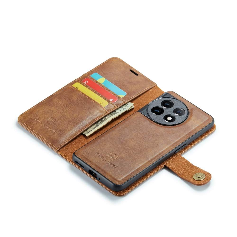 OnePlus 11 Case Crazy Horse Texture Detachable Magnetic PU Leather Brown